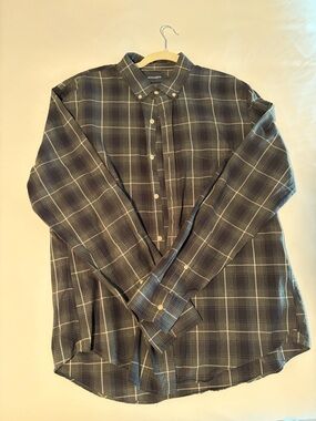 Bonobos Men's Gray and Blue Plaid Button-Down Shirt